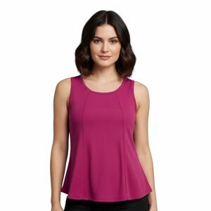 EVEREVE Women’s Magenta Sleeveless Ribbed Swing Tank Top Large